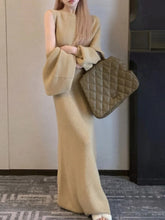 Autumn Solid Knitted Dress Suits Loose Cardigan + Evening Party Slim Long Dresses Winter Sweater Two Piece Set Female Clothes