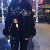Ingvn - Letter Print High Street Long Sleeve Bomber Jacket Women Autumn New Fashion Brand Jacket Sports Coat Hip-hop Jacket Women