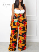 Ingvn - Sets Outifits 2023 New Geometric Print Wide Leg Suspender Jumpsuit Fashion Casual Pieces For Wome