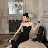 avant garde dress to impress French Style Sexy Royal Lady Style Elegant Lady Sexy Tube Top Dress Tight Waist Tight Fishtail Sheath Dress