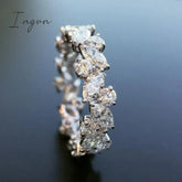 Ingvn - Romantic Bridal Wedding Rings Shiny Marquise Round Crystal Zirconia Irregular Band Delicate Ring Trendy Jewelry for Women