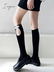 Ingvn - Casual Hollow Solid Color Disc Buckle Socks Accessories