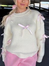 1pc Y2K Style Women'S Acrylic Knit Pullover Sweater - Crew Neck, Long Sleeve, Solid Color with Satin Bow Accents, Medium Stretch Fabric, Regular Length - Spring/Fall Fashion