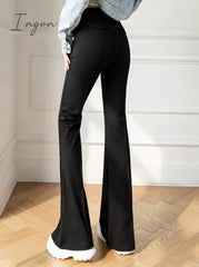 Ingvn - Korean Fashion Office Lady Suit Pants for Women Spring Skinny Flare Pants Black High Waist Wide Leg Trousers Female S-XL