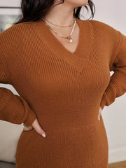Simple Solid Midi Dress, Casual V Neck Long Sleeve Dress, Women's Clothing