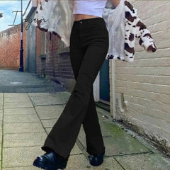 Ingvn - Women's jeans woman high waist Flared Jeans Khaki Black Brown Pants Women's pants for women clothing trouser Jean women trousers