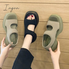 Ingvn - 2024 Fashion Women's Shoes Anti-Slip Platform Sandals Stretch Fabric Summer Comfort Ladies Walking Ladies Sandals Ladies Casual