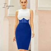 Ingvn - New Summer Tank Bodycon Club Bandage Dress Women Sexy Sleeveless Black Lace Midi Celebrity Evening Runway Party Dress