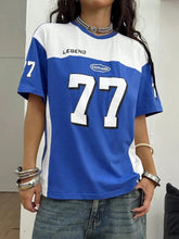 Women's&Men's Summer Streetwear Digital Print T-shirt Blue Football Jersey Tees O-Neck Loose Breathable Short Sleeve Casual Top