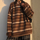 High Street Women Sweater Striped Contrasting Color Sweaters Vintage O-Neck Long Sleeve Knitwear Pullovers Women Clothes
