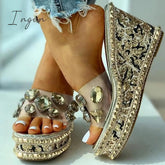 Ingvn - Open Toe Studded Rivet Heeled Sandals