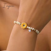 1pcs New Fashion Simple Colorful Sunflower Star Handwoven Bracelet for Women Sweet Elegant Party Jewelry Gifts
