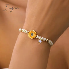 1pcs New Fashion Simple Colorful Sunflower Star Handwoven Bracelet for Women Sweet Elegant Party Jewelry Gifts