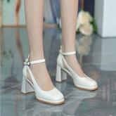 Ingvn Women's Shoes Pumps Heeled Footwear Wedge with Platform Waterproof Sandals for Woman High Heels Chunky Summer Block Heel F
