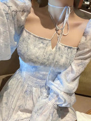 Ingvn - Women Summer Casual Elegant Midi Dress Ladies Vintage Long Sleeve Party Vestidos Female Holiday Clothes
