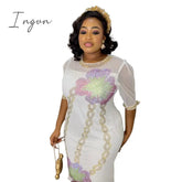 Ingvn - African Dresses for Women African Femme Dashiki Black White Yellow Red Short Sleeve Dress Africa Clothes Women XL-5XL