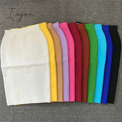 Ingvn - High Quality Women New Rayon Bandgae Skirt Elegant Pencil Skirt Celebrity Sexy Club Party Wear Vintage Vestios