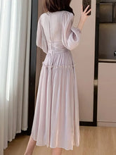 Elegant Party Tasseled with Diamonds Midi Dresses for Women Vintage Fashion New Ruffle Long Sleeve Slim Female Clothes Robe