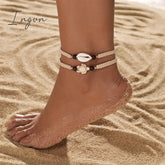 2pcs/set Fashion Boho Turquoise Sea Turtle Shell Woven Adjustable Anklet for Women Niche Design Beach Vacation Jewelry Gifts