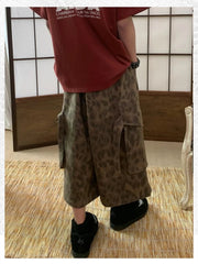 Ingvn Women's Leopard Print Camouflage Capris Unisex Loose Shorts Summer Street Style Young Girl Casual Bottom Female Calf-length Pant