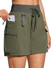 Breathable Womens Quick-Dry Cargo Shorts - Lightweight with Spacious Side Pockets for Active Outdoors