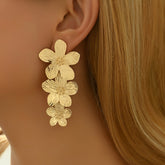 1 Pair Of Dangle Earrings Golden Flower Tassel Design Symbol Of Beauty And Elegance Match Daily Outfits Evening Party Decor