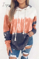 Ingvn - Hooded Collar Tie-Dye Print Hoodie(3 Colors)