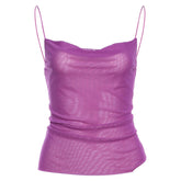 Summer Trend Camisole Women Sexy See Through Low-Neck Ruched Backless Tank Tops Hot Girls Street Wild Fashion Outfits