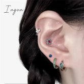 5Pcs/set Stainless Steel Aesthetic Flower Zircon Crystal Hoop Earrings for Women Egirl New Y2K Daily Wear Jewelry Accessorie
