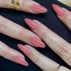 24pcs Short Glitter Purple False Nails Almond Stiletto French Wearable Fake Nails Art Artificial Full Cover Press on Nail Tips