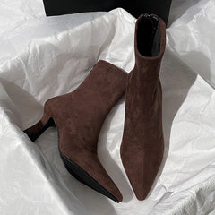 Pointed Toe Women Sock Short Boots Fashion Side Zipper Ankle Booties Thick High Heel Autumn Winter Ladies Shoes Botas Femininas