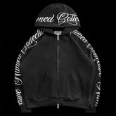 American Winter Sweatshirt Y2k Gothic Hip Hop Couple Hoodies Print Harajuku Zip Up Oversized Women Punk Grunge Black Jacket