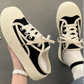 Women's Flatform Mule Sneakers, Casual Round Toe Slip On Backless Skate Shoes, All-Match Preppy Student Walking Shoes