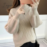 Ingvn - Gifts For Women Half-neck sweater women autumn winter new knitted sweater loose round sweater mujer solid color bat sweater Jumper