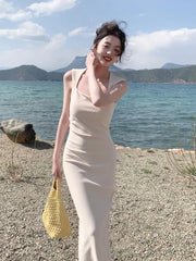 Elegant Fashion Party Bodycon Midi Dresses for Women Summer New Korean Chic Sleeveless Office Casual Pink Female Clothing