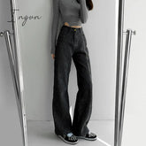Ingvn - Women Jeans High Waist Casual Streetwear y2k Baggy Office Lady New Fashion Korean Denim Trousers Female Straight Wide Leg Pants