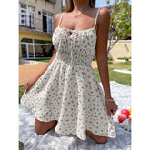 Pphmm summer outfits inspo Summer New Waist Swing Slimming Small Floral Strap Dress