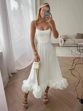 Ingvn Elegant Party Evening Maxi Dresses for Women Spaghetti Strap Backless Sexy Long Summer Dress Ruffles Aline Dress