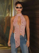 Elegant Leopard Print Backless Camisole Women Y2K Sexy Shirring Ruched Halter Sleeveless Party Summer Trend Slim Vest