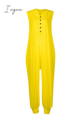 Ingvn - Casual Solid Buckle Hooded Collar Loose Jumpsuits(10 Colors)