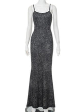 Ingvn Black Print Sleeveless Long Dress Woman Clothes Elegant Spaghetti Strap Backless High Waist Bodycon Holiday Party Dresses