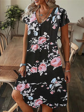Ingvn - Women's Casual Dress Summer Dress Print Dress Leaf Floral Print V Neck Midi Dress Fashion Modern Outdoor Daily Short Sleeve Regular Fit Black White Yellow Summer Spring S M L XL XXL