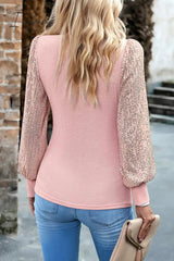 Ingvn - Elegant Solid Sequins Half A Turtleneck Tops