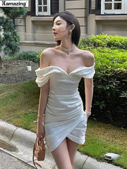 Ingvn - Summer Robe New Women Elegant Off Should Midi Prom Dress Female Fashion Vestdios Ladies Evening Party Clothes