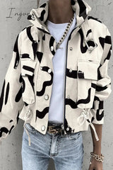 Ingvn - Casual Geometric Pocket Printing Mandarin Collar Outerwear