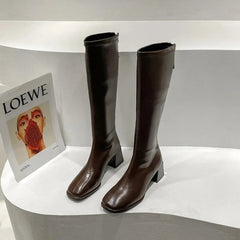 Long Boots Women New Boots Spring and Autumn Casual 5cm Thick Heel Solid Botas Femme Shoes Knee High Knight Botas De Mujer