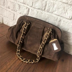 Ingvn Women Vintage Shoulder Bags High Quality Chain Handbag Large Capacity Luxury Design Soft Brown Square Bags Female Tote Boston
