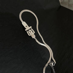 INGVN Neo Gothic Alloy Choker Silver Color Belt Buckle Snake Chain Necklace For Women Fashion Jewelry Party Accessories
