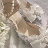 Pphmm Sweet Girls Elegant Ladies Lolita Style Kawaii Tea Party Cute Anime Loli Shoes Women Sandals Feminine High Heel Pearl Rhinestone