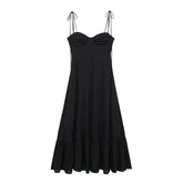 Female Beach Style Dress White Sling Sleeveless Backless Lace-Up Decoration Zipper Summer Fashion Women Long Dresses